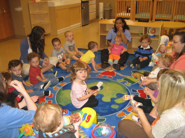 Our infant, young toddler class enjoy their sign language and phonics practice daily